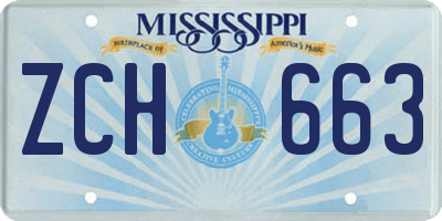 MS license plate ZCH663