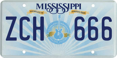 MS license plate ZCH666