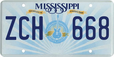 MS license plate ZCH668