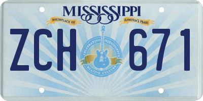 MS license plate ZCH671