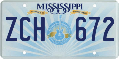 MS license plate ZCH672