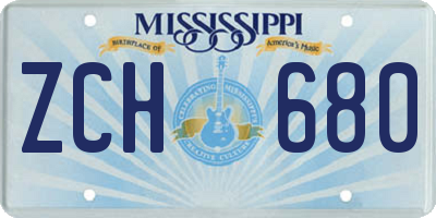 MS license plate ZCH680