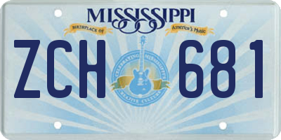 MS license plate ZCH681