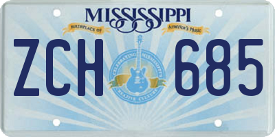 MS license plate ZCH685