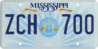 MS license plate ZCH700