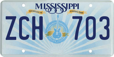 MS license plate ZCH703