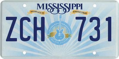 MS license plate ZCH731