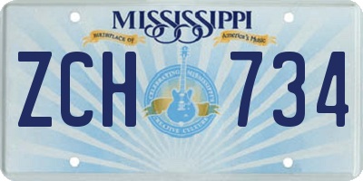 MS license plate ZCH734