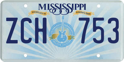 MS license plate ZCH753