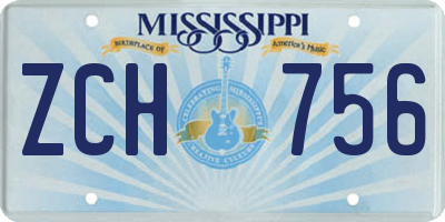 MS license plate ZCH756