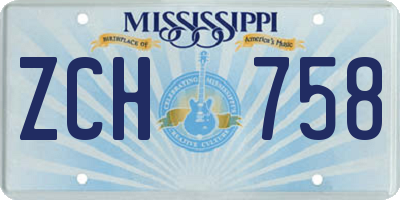 MS license plate ZCH758