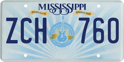 MS license plate ZCH760