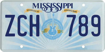 MS license plate ZCH789