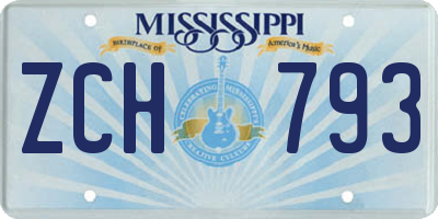 MS license plate ZCH793