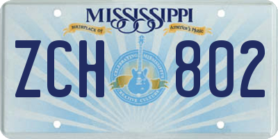 MS license plate ZCH802