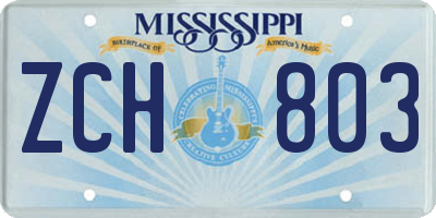MS license plate ZCH803