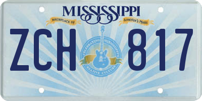 MS license plate ZCH817
