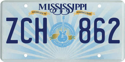 MS license plate ZCH862