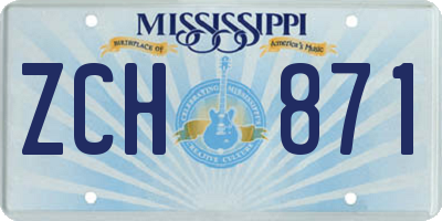 MS license plate ZCH871