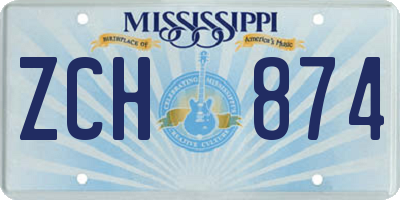 MS license plate ZCH874