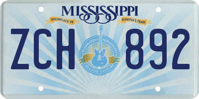MS license plate ZCH892