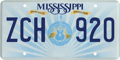 MS license plate ZCH920