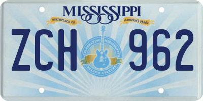MS license plate ZCH962