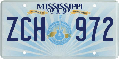 MS license plate ZCH972