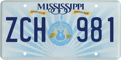 MS license plate ZCH981