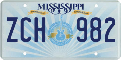 MS license plate ZCH982