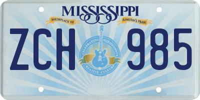 MS license plate ZCH985