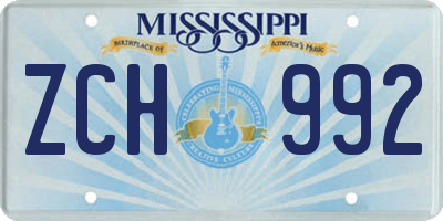 MS license plate ZCH992