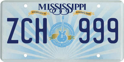 MS license plate ZCH999
