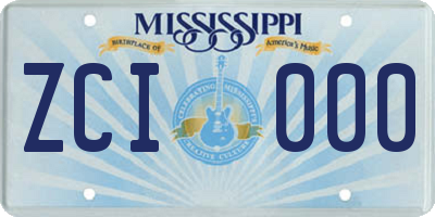 MS license plate ZCI000