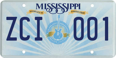 MS license plate ZCI001