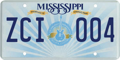 MS license plate ZCI004