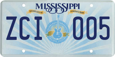 MS license plate ZCI005