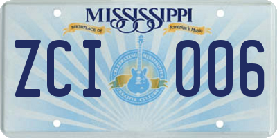 MS license plate ZCI006