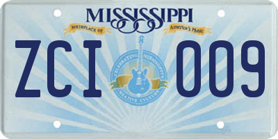 MS license plate ZCI009