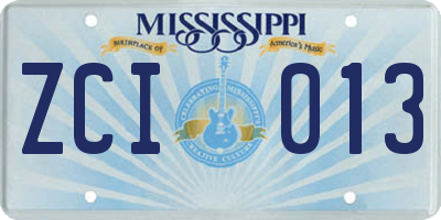 MS license plate ZCI013