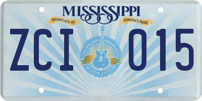 MS license plate ZCI015