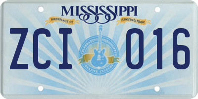 MS license plate ZCI016