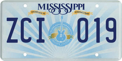 MS license plate ZCI019