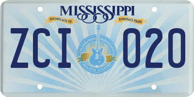 MS license plate ZCI020