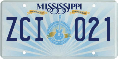 MS license plate ZCI021