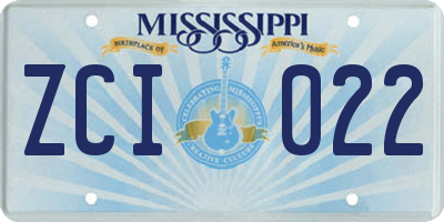 MS license plate ZCI022