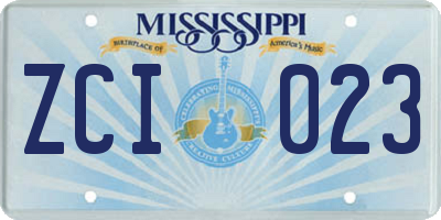 MS license plate ZCI023