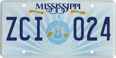 MS license plate ZCI024