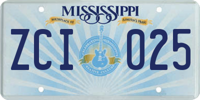 MS license plate ZCI025