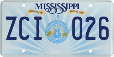 MS license plate ZCI026